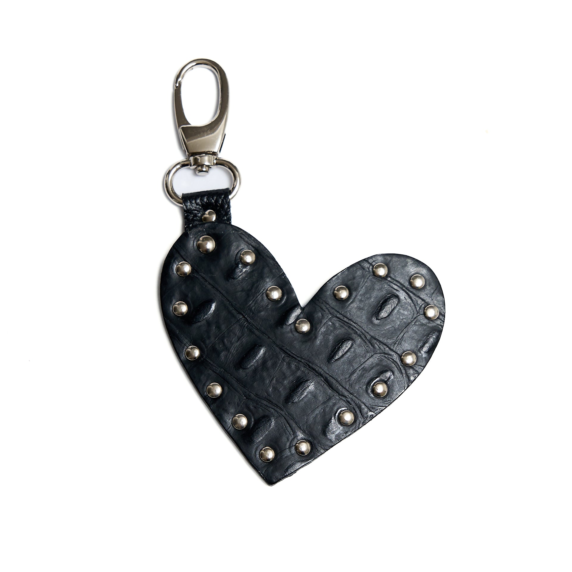 HEART KEYCHAIN BLACK CROCODILE