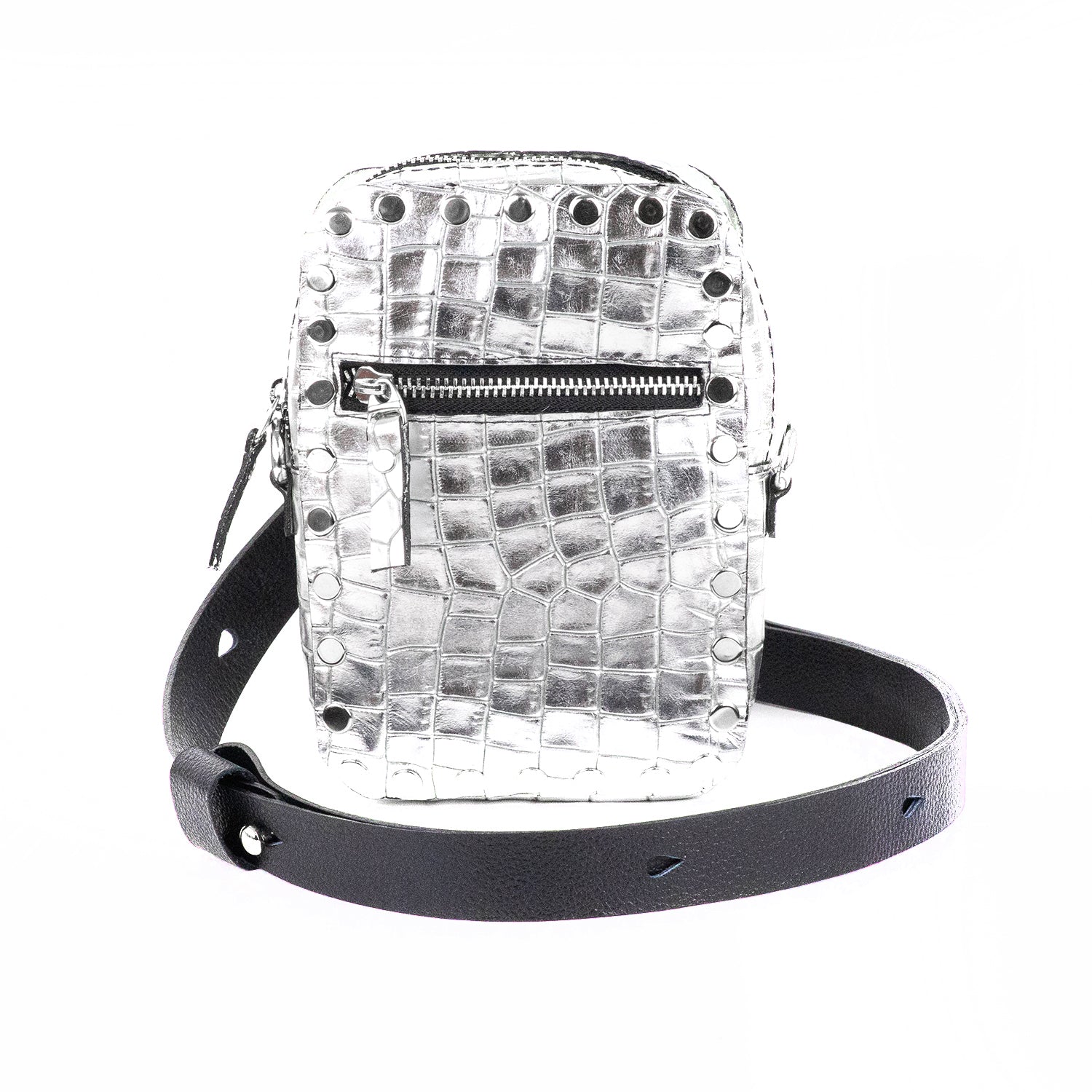 RIVERA CAMERA BAG SILVER CROCODILE