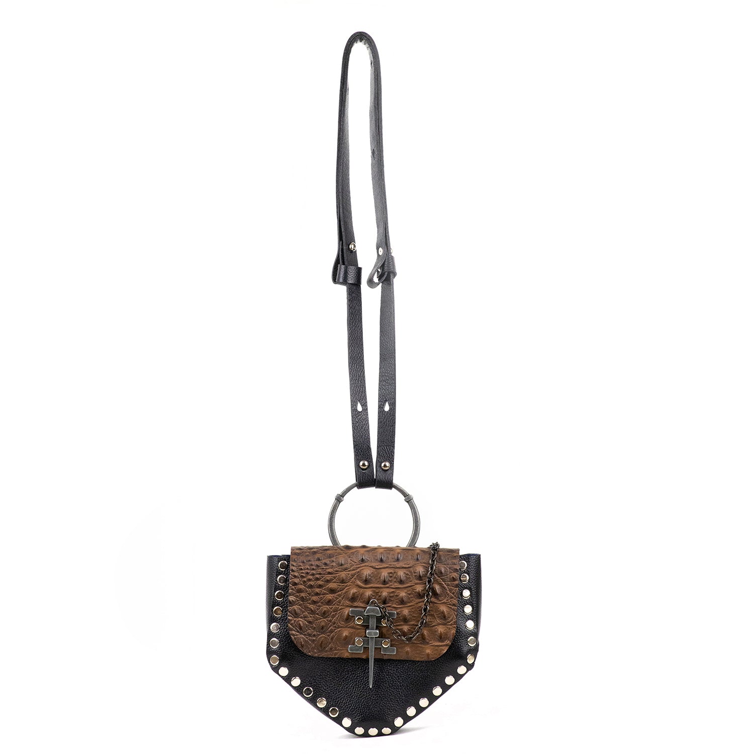 KRISTIAN BAG BLACK AND BROWN CROCODILE