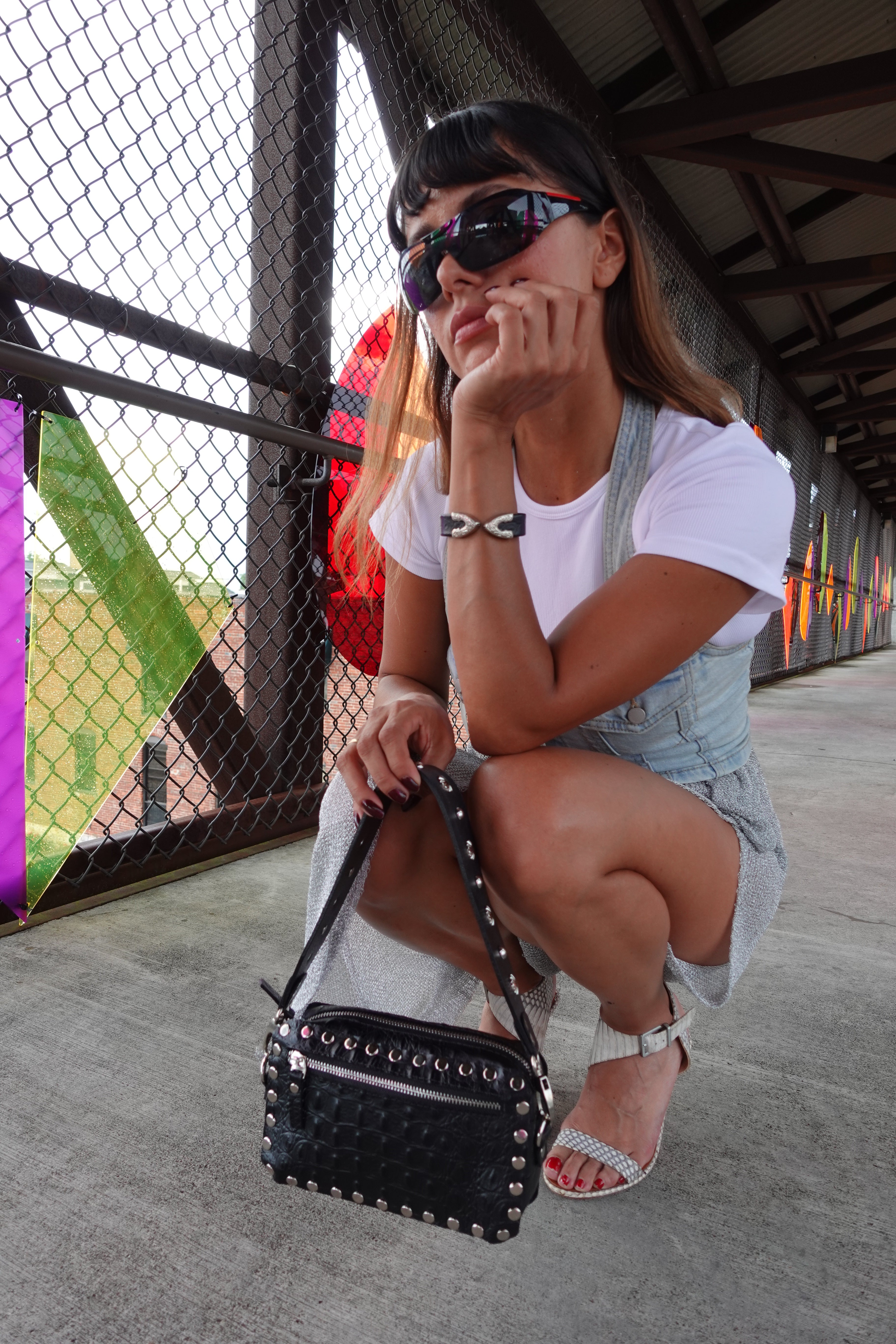 VICTORIA CAMERA BAG BEIGE AND BLACK PYTHON