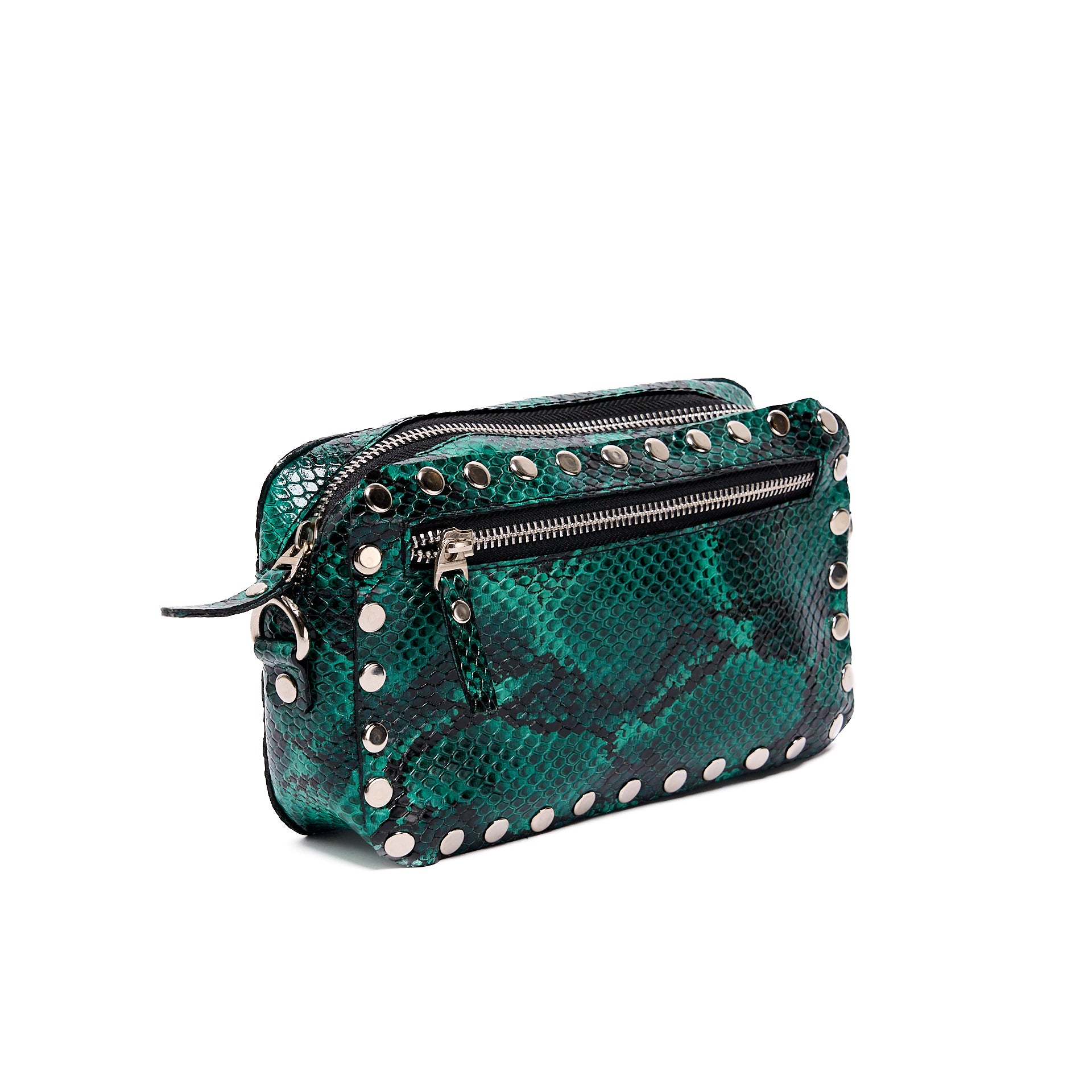 VICTORIA CAMERA BAG BLACK AND GREEN PYTHON