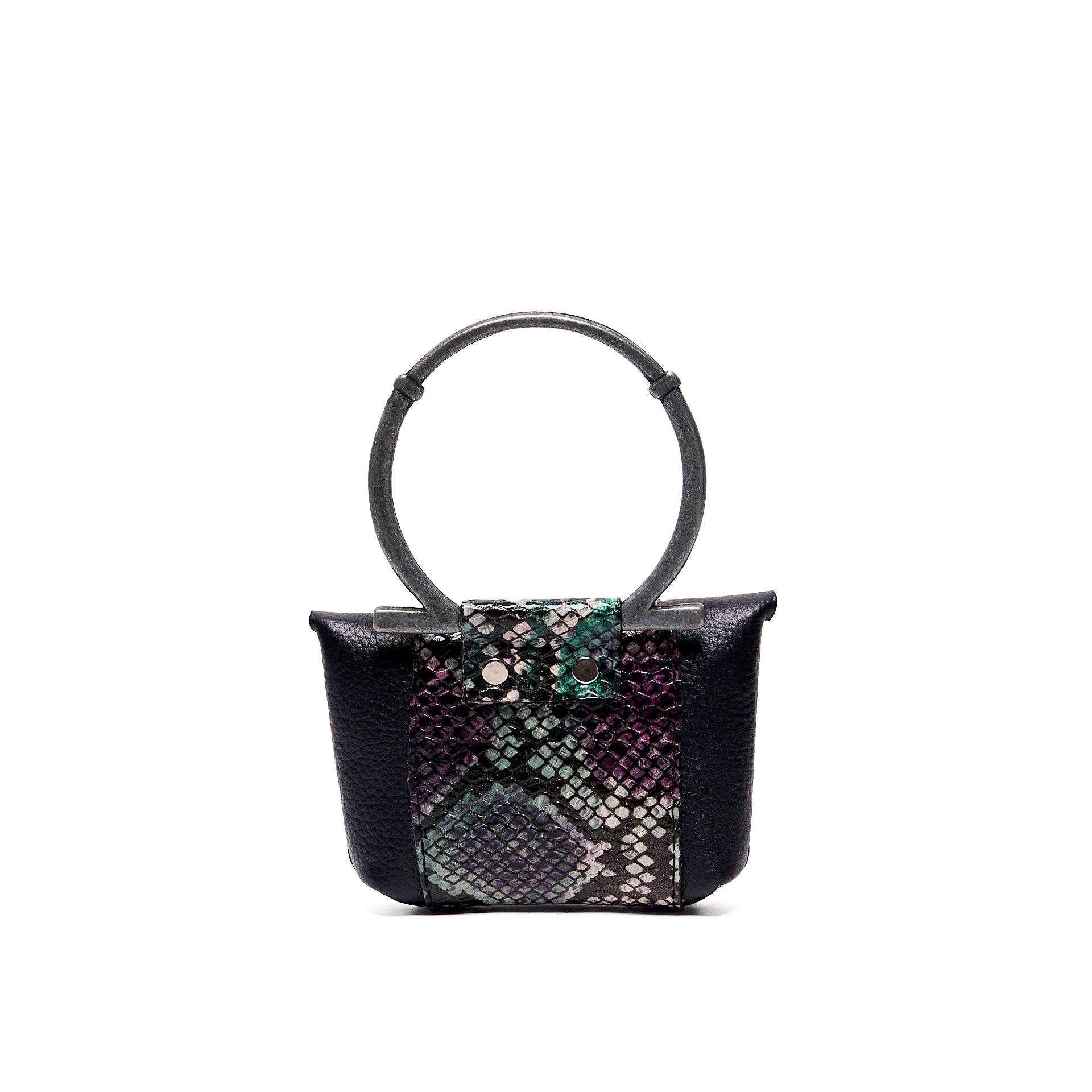 EDITH MICRO COIN PURSE BLACK GRAIN WITH PURPLE PYTHON
