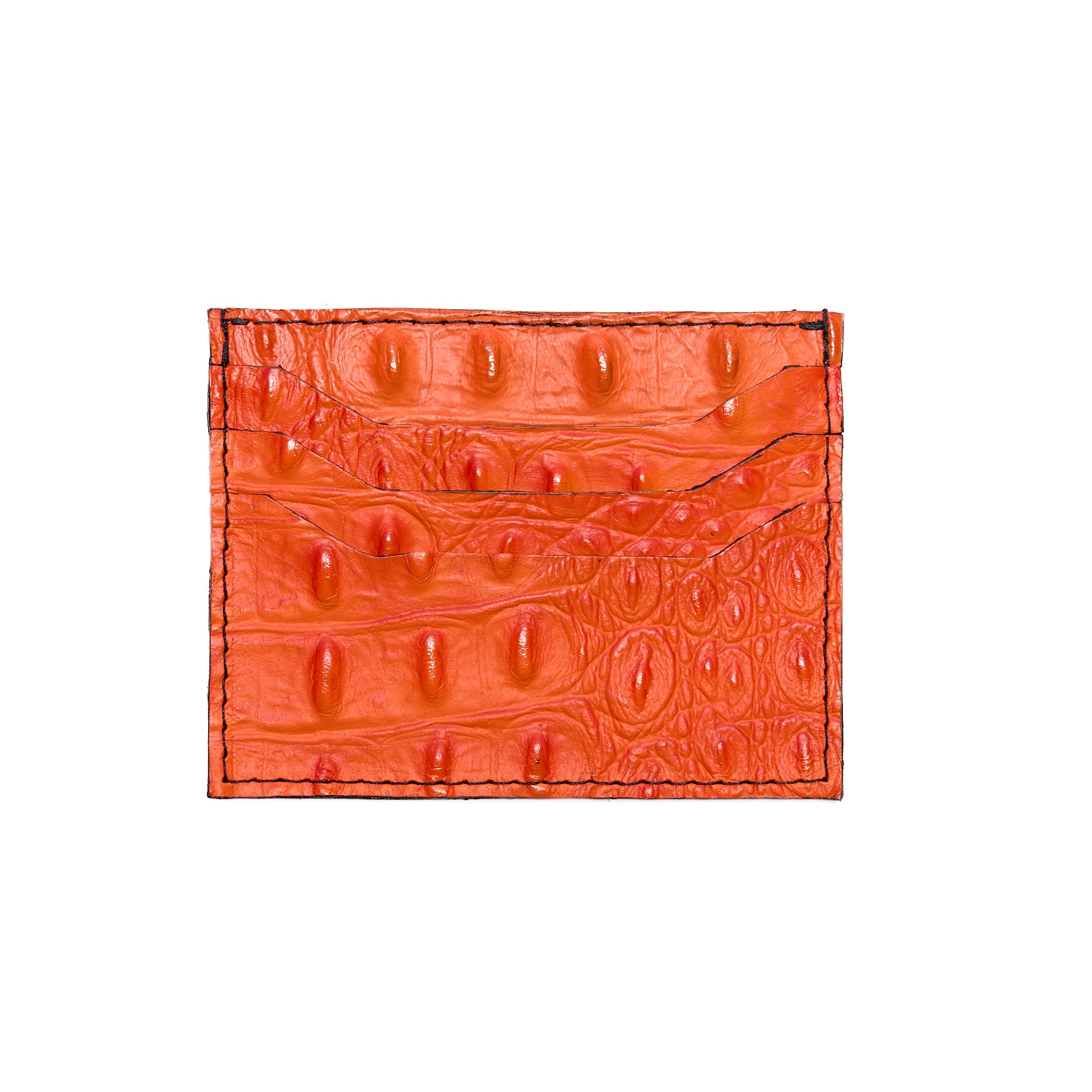 CREDIT CARD HOLDER WITH OPEN MIDDLE POCKET ORANGE CROCODILE CARD HOLDER