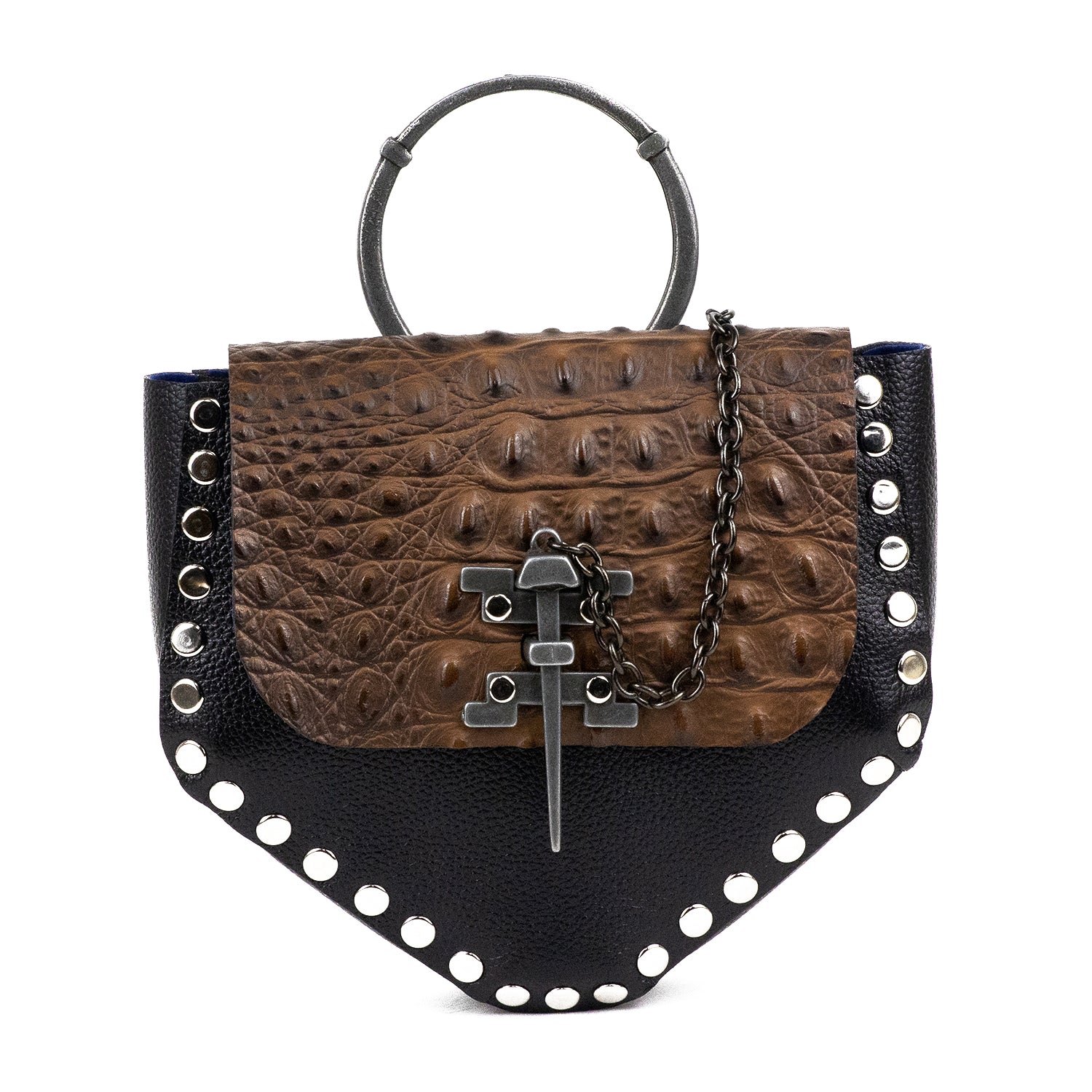 KRISTIAN BAG BLACK AND BROWN CROCODILE