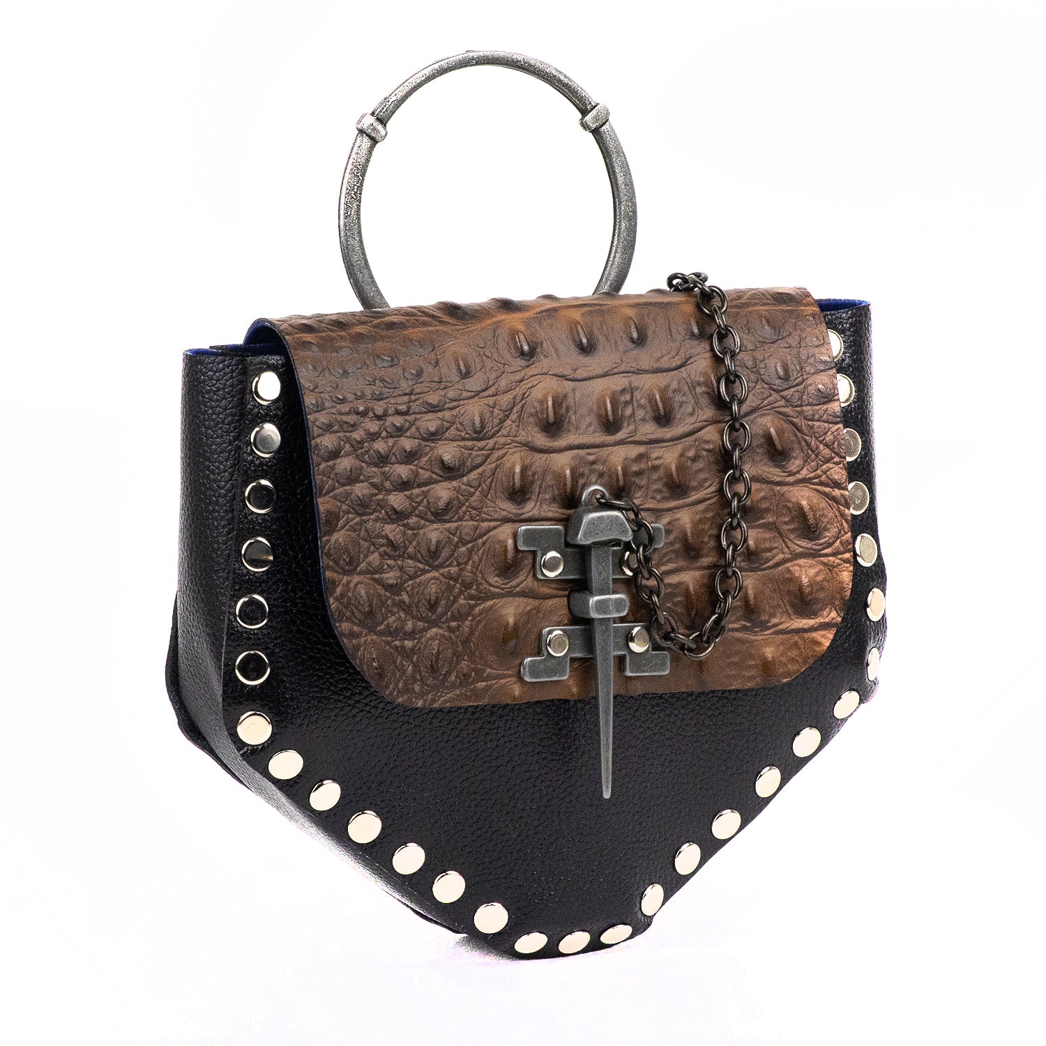 KRISTIAN BAG BLACK AND BROWN CROCODILE