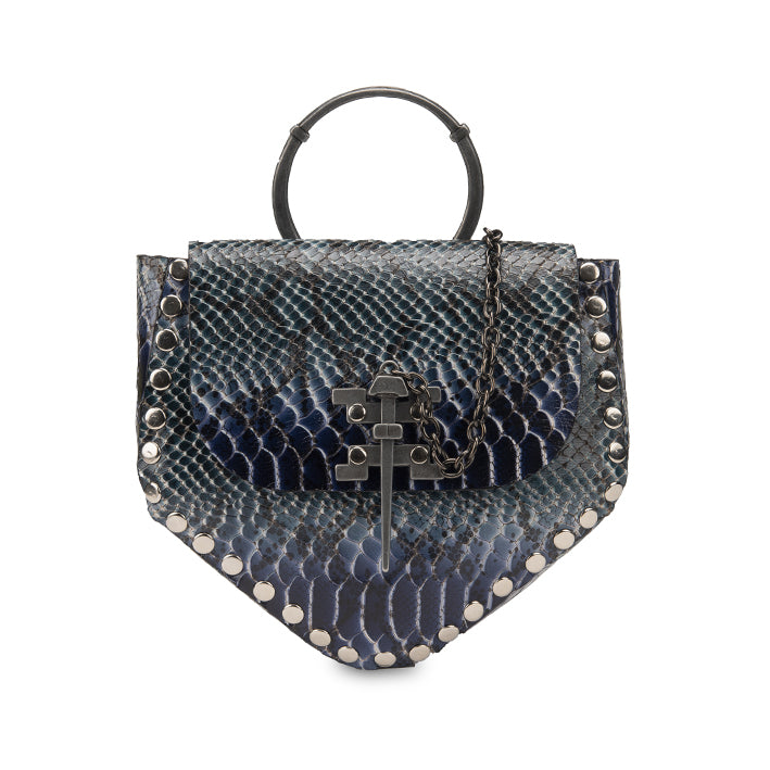 KRISTIAN BLUE PYTHON EMBOSSED LEATHER BAG