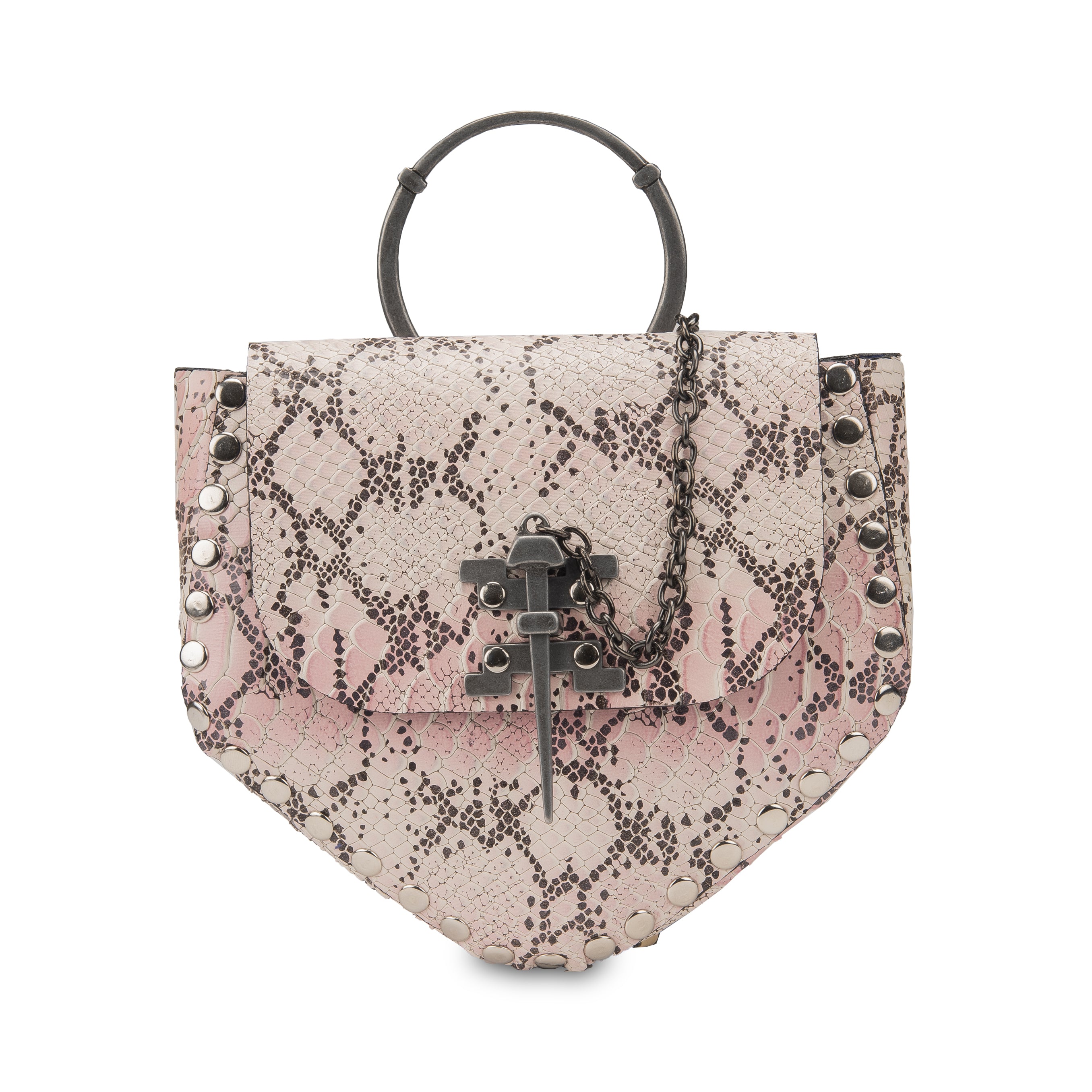 KRISTIAN PINK PYTHON EMBOSSED LEATHER BAG