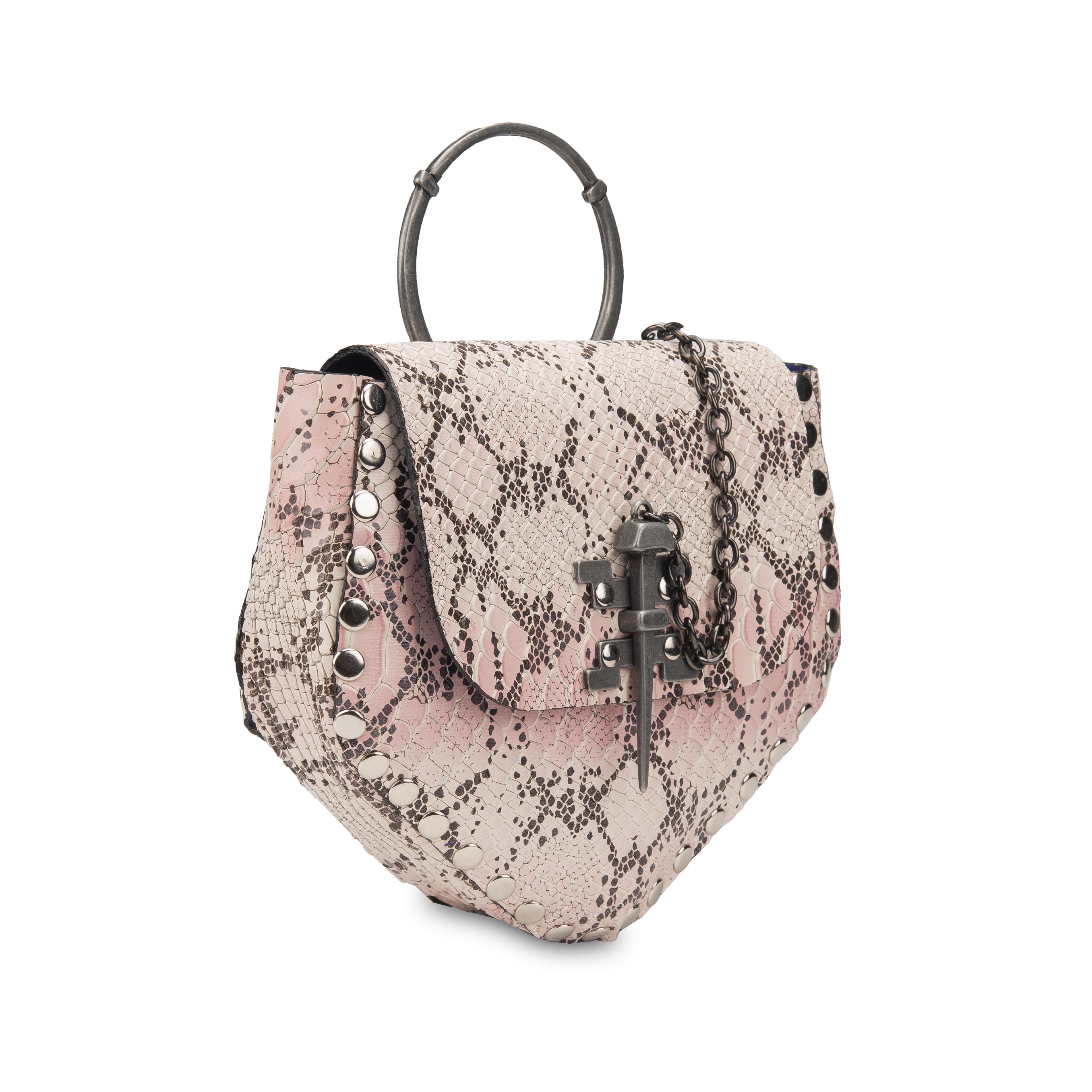 KRISTIAN PINK PYTHON EMBOSSED LEATHER BAG