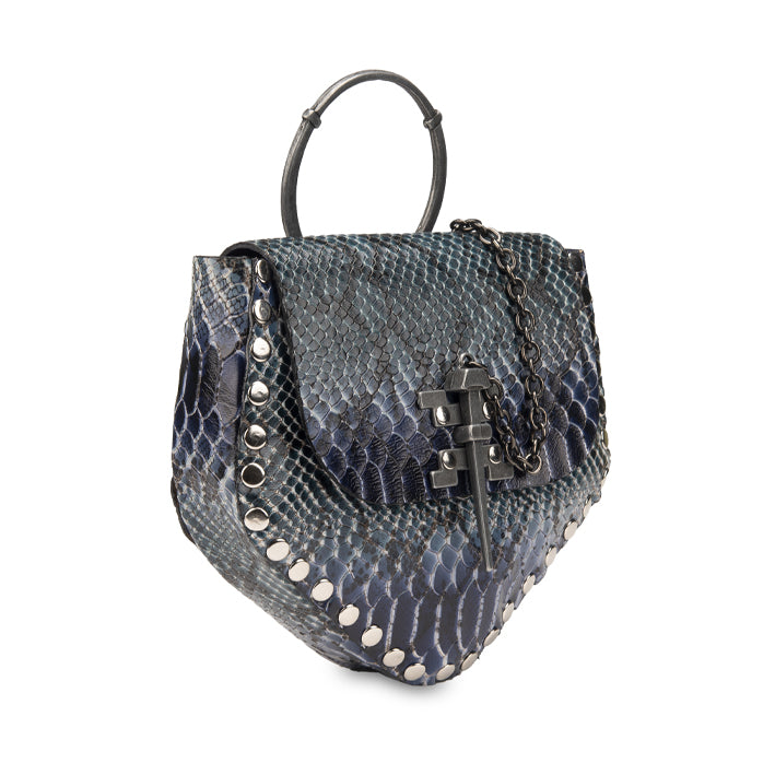 KRISTIAN BLUE PYTHON EMBOSSED LEATHER BAG